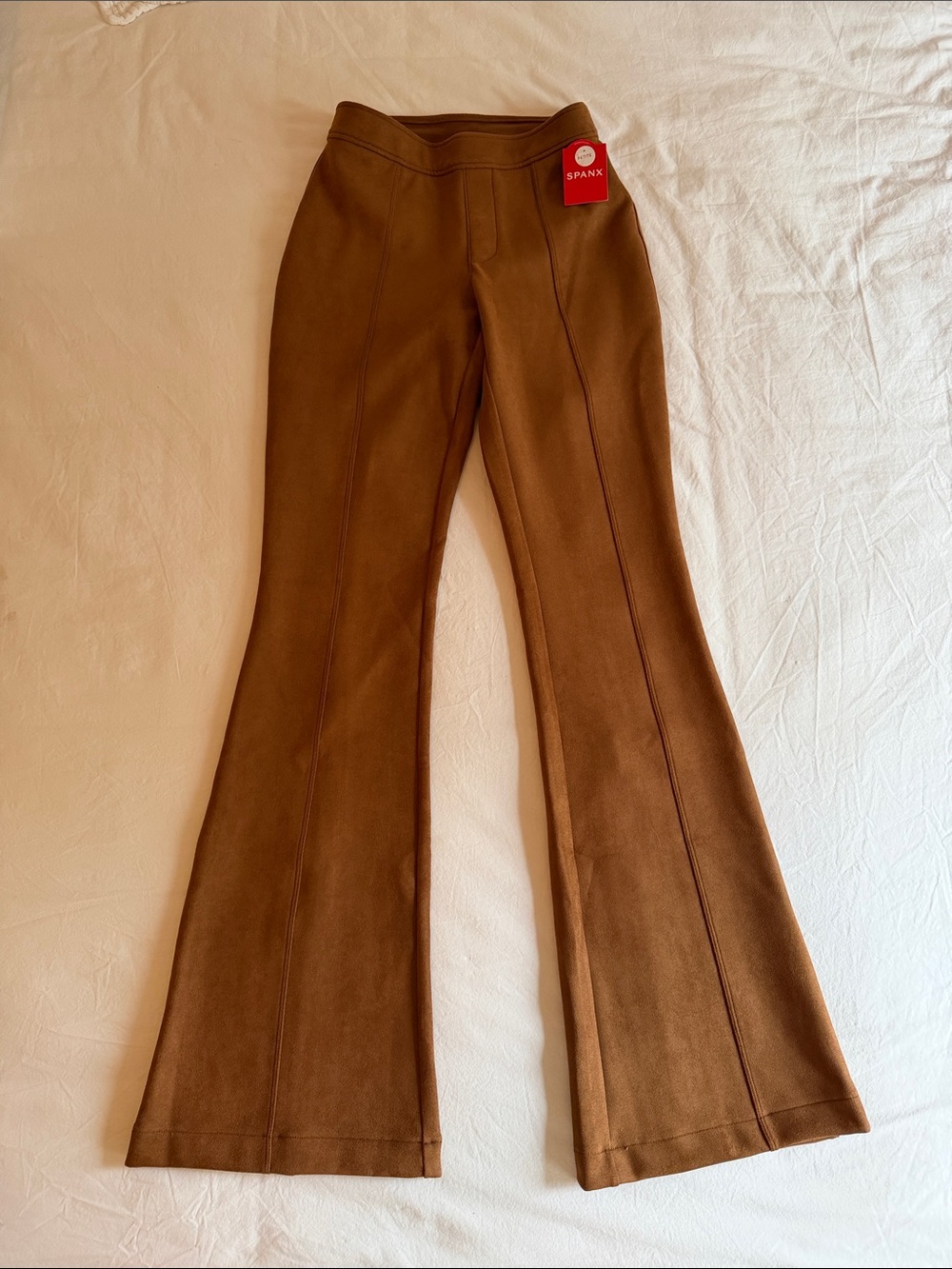 SPANX Faux Suede Flare Pants Rich Caramel XS NWT